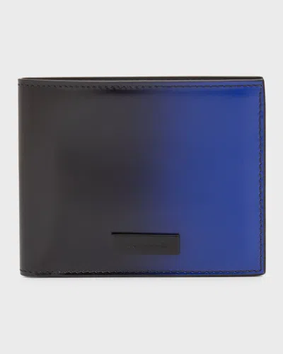 Ferragamo Men's Lingotto Degrade Leather Bifold Wallet In Blue