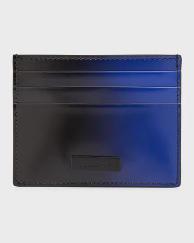 Ferragamo Men's Lingotto Degrade Leather Card Case In Black