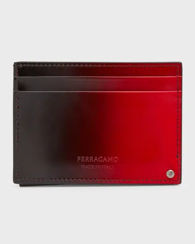 Ferragamo Men's Lingotto Id Card Case In Flame Red