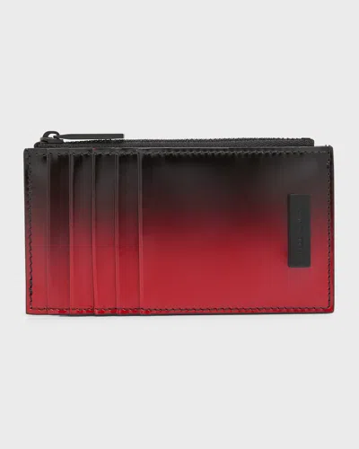 Ferragamo Men's Lingotto Zip Card Case In Red
