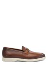 Ferragamo Brown Leather Loafers With Rubber Sole In Brown