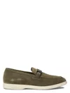 Ferragamo Metal Hardware Suede Loafers In Green