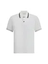 Ferragamo Striped Collar Cotton Polo Shirt In White