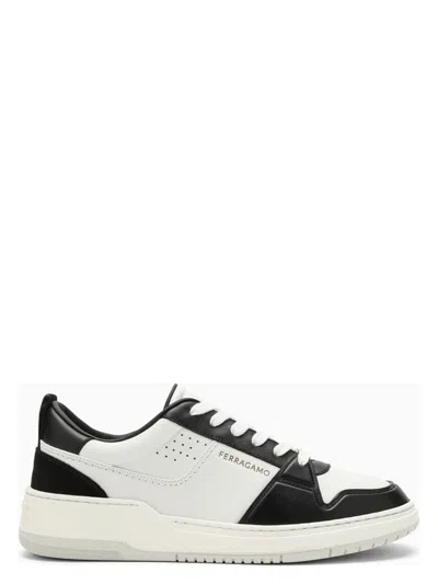 FERRAGAMO MEN'S LOW BLACK/WHITE LEATHER TRAINER SNEAKER | SIZE 6 | 0770882MLE