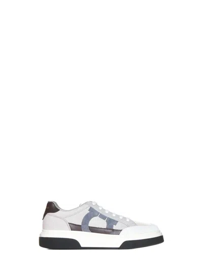 Ferragamo Men Low-top Sneakers With Gancini In Multi