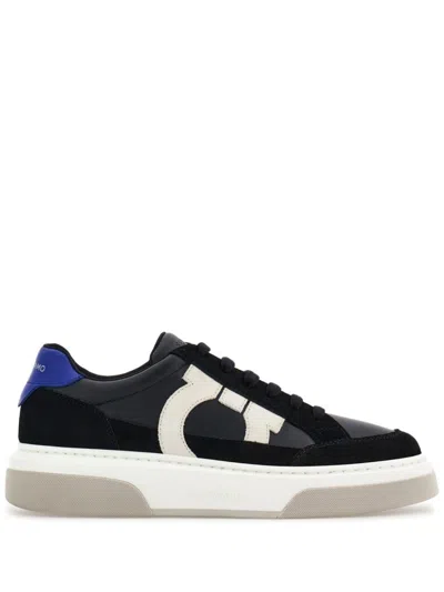 FERRAGAMO FERRAGAMO MEN LOW TOP SNEAKERS WITH GANCINI OUTLINE