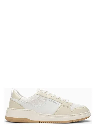 FERRAGAMO MEN'S LOW WHITE LEATHER TRAINER SNEAKER