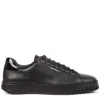 Ferragamo Cube Leather Sneakers In Black