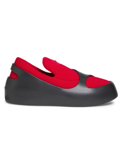 Ferragamo Men's Lunar Slip-on Sneakers In Flame Red Nero