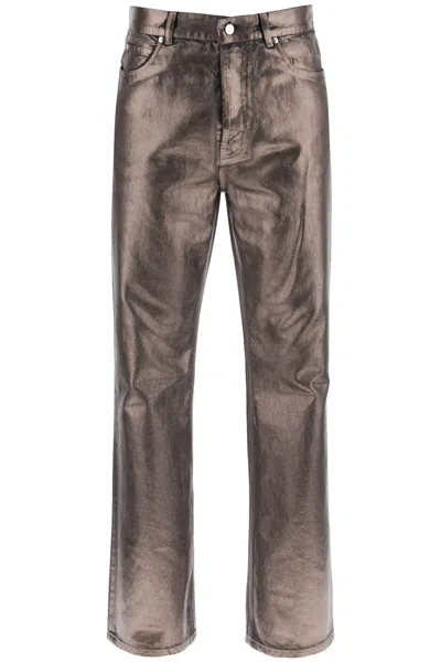 Ferragamo Men's Metallic Denim Jeans In Multicolor