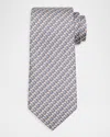 Ferragamo Men's Micro-elephant And Gancio Jacquard Silk Tie In Brown
