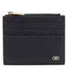 Ferragamo Micro Gancini Textured Finish Clutch Cards Holder In Black