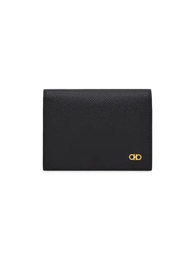 Ferragamo Men's Micro Gancio Bi-fold Wallet In Black