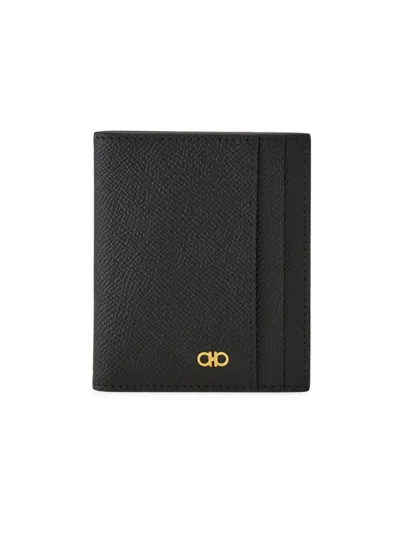 Ferragamo Men's Micro Gancio Bi-fold Wallet In Black