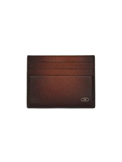 Ferragamo Men's Micro Gancio Embossed Leather Card Case