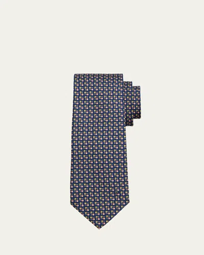 Ferragamo Men's Micro-lollipop Print Tie In Brown