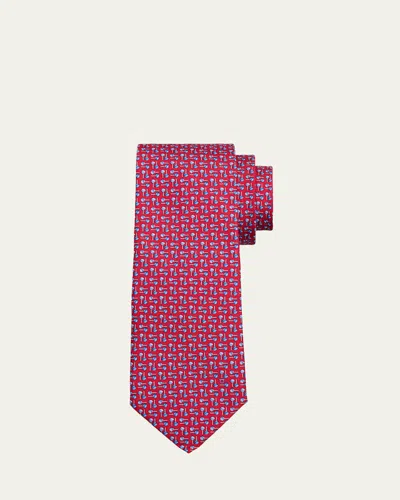 Ferragamo Men's Micro-lollipop Print Tie In Pink