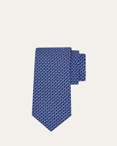 Ferragamo Men's Micro-sailboat Formal Tie In Blue