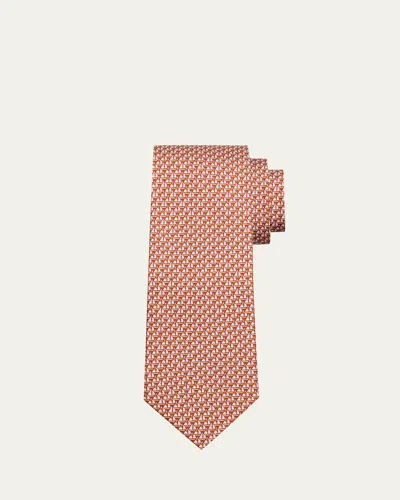 Ferragamo Men's Micro-sailboat Print Tie In Pink