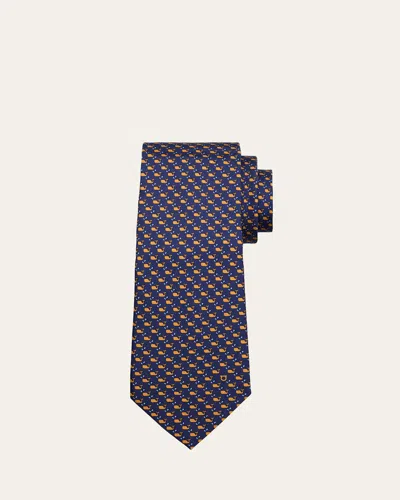 Ferragamo Men's Micro-whale Print Tie In Pink