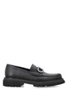 Ferragamo Chunky Sole Loafers With Metal Buckle Detail In Black