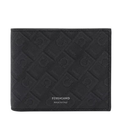 Ferragamo Men Monogram Bifold Wallet In Black