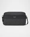 Ferragamo Textured Finish Crossbody Bag With Adjustable Strap In Nero-grig.