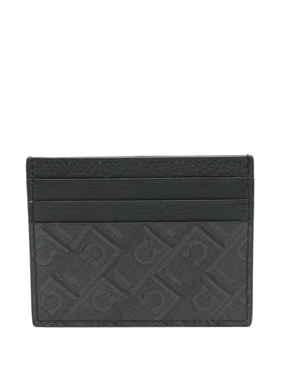 Ferragamo Men Monogram Card Case In Gray