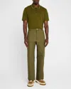 Ferragamo Monogram-print Cotton Trousers In Olive
