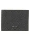 Ferragamo Monogram Pattern Wallet In Black