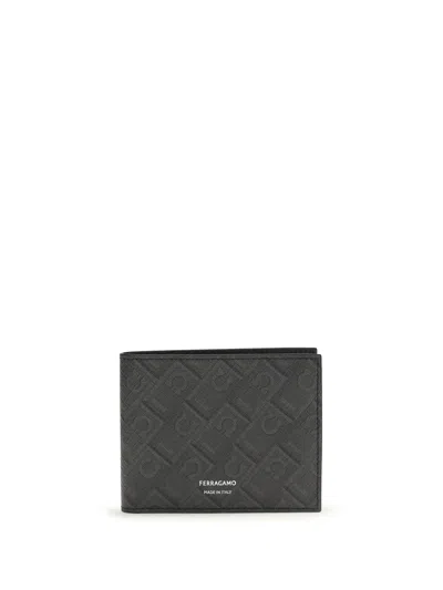 Ferragamo Men Monogram Wallet In Black