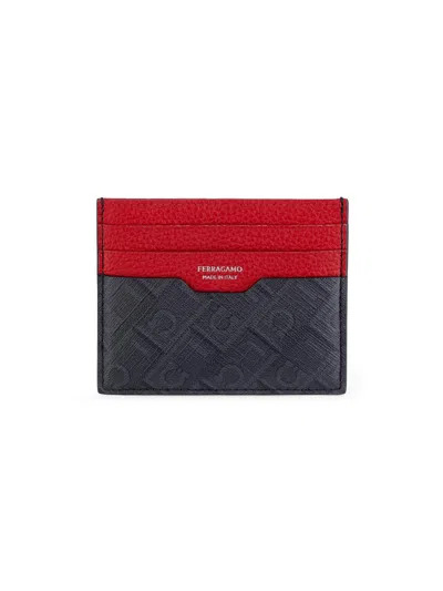 Ferragamo Men's Monogrammed Colorblocked Leather Card Case