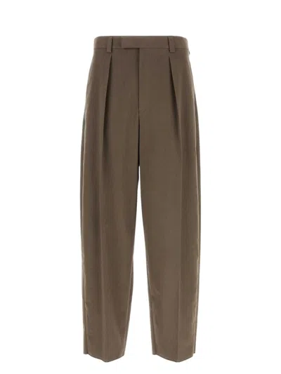 FERRAGAMO MEN'S MUD STRETCH COTTON WIDE-LEG PANT