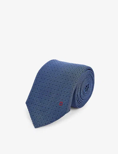 Ferragamo Mens Navy Rosso Brand-embroidered Silk Tie