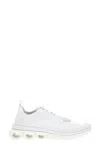 Ferragamo Men Nylon Sneakers With Iconic Gancini Sole In White