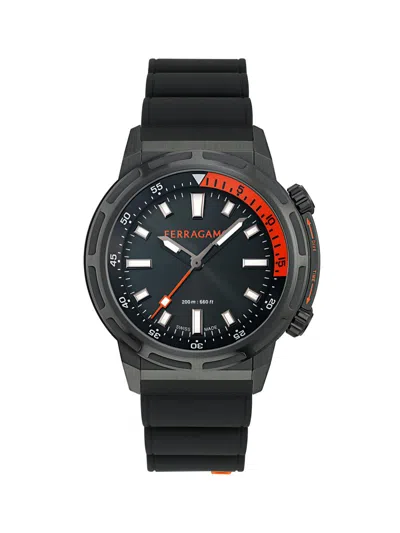 Ferragamo Men's Nima Stainless Steel & Silicone Strap Watch/ 46mm In Black