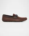Ferragamo Parigi Nubuck Leather Gancini Loafers In Animal Print