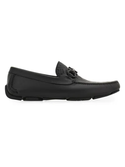 Ferragamo Mens Black Parigi Buckled Leather Driver Shoes In Nero