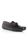Ferragamo Men Parigi Gancini Leather Drivers Loafers Pebbled T Moro In Black
