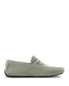 Ferragamo Logo Loafers In Ash Grey