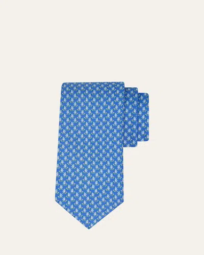 Ferragamo Men's Penguin On Sled Silk Tie In Blue
