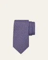Ferragamo Zac Table Tennis Print Silk Tie In Blue