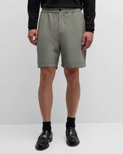 Ferragamo Men's Piped Nylon-blend Shorts In Ash Grey
