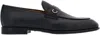 Ferragamo Salvatore  Hammered Leather Gancini Loafers Shoes In Black