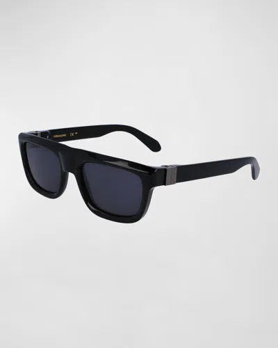 FERRAGAMO MEN'S PRISMA ACETATE SQUARE SUNGLASSES, 56MM