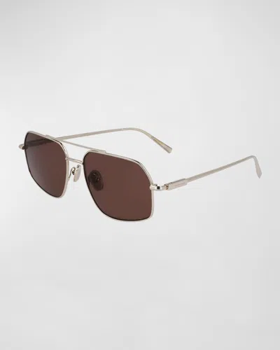 Ferragamo Men's Prisma Metal Aviator Sunglasses, 58mm In Brown