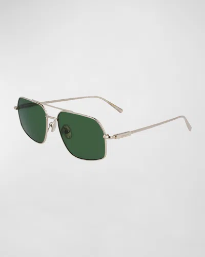Ferragamo Men's Prisma Metal Aviator Sunglasses, 58mm In Gold