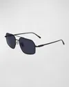 Ferragamo Prisma 58mm Navigator Sunglasses In Matte Black