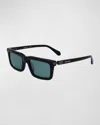 Ferragamo Men's Prisma Modified Acetate Rectangle Sunglasses, 53mm In Black