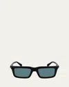 Ferragamo Men's Prisma Modified Acetate Rectangle Sunglasses, 53mm In Black